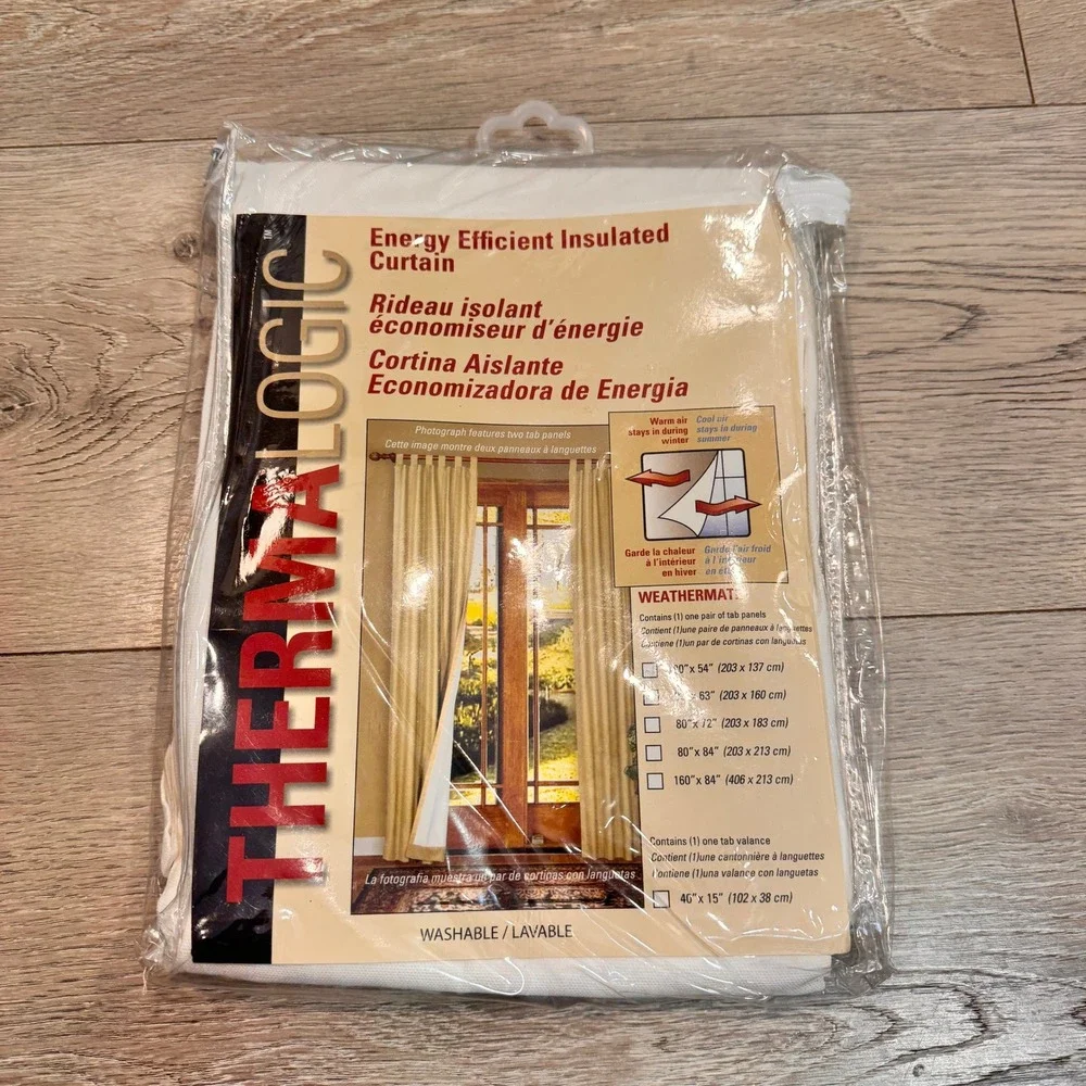 Thermal Logic Weather Mate‎ Energy Efficient Curtain Tab Panel Pairs White 80x54